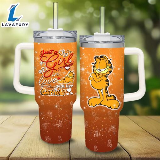 Disney Just A Girl Loves Garfield 40oz Tumbler with Handle and Straw Lid