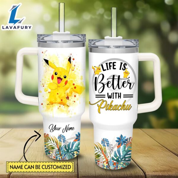 Disney Life Is Better With Pikachu 40oz Tumbler with Handle and Straw Lid