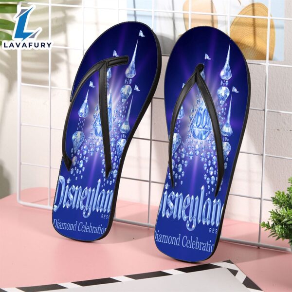 Disneyland Diamond Celebration Gift For Fan Flip Flop Shoes