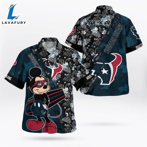 Houston Texans Mickey Mouse Floral Short Sleeve Hawaii Shirt