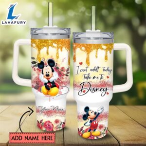 I Can’t Adult Mickey Mouse 40oz Stainless Steel Tumbler with Handle and Straw Lid