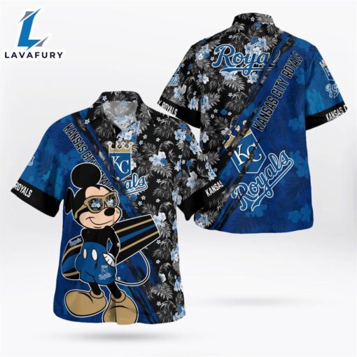 Kansas City Royals Mickey Mouse Floral Short Sleeve Hawaii Shirt