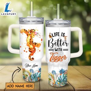 Life Is Better With Tigger 40oz Tumbler with Handle and Straw Lid