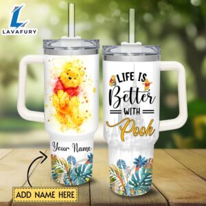 Life Is Better With Winnie Pooh 40oz Tumbler with Handle and Straw Lid