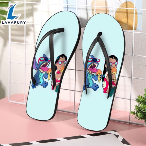 Lilo And Stitch Ice Cream Gift For Fan Flip Flop Shoes