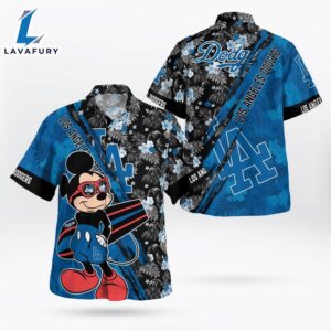 Los Angeles Dodgers Mickey Mouse Floral Short Sleeve Hawaii Shirt