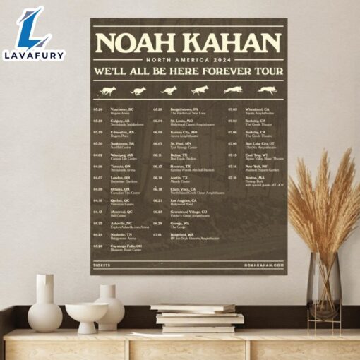 Noah Kahan Announces 2024 North America Tour Poster Canvas