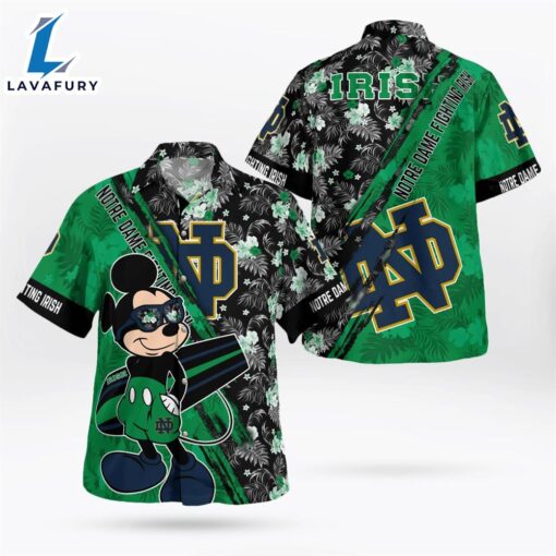 Notre Dame Fighting Irish Mickey Mouse Floral Short Sleeve Hawaii Shirt