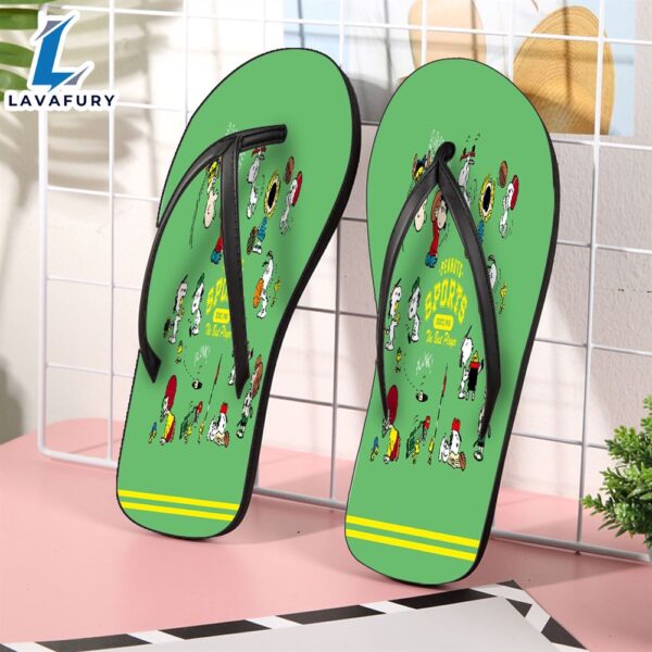 Peanut Snoopy And Friends Green Gift For Fan Flip Flop Shoes