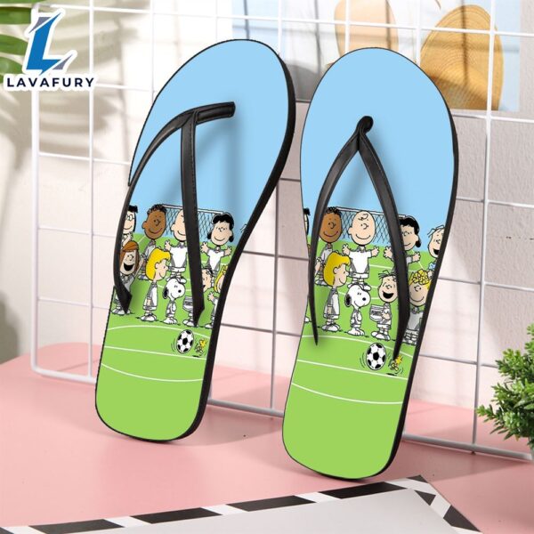 Peanut Snoopy And Friends Soccer Gift For Fan Flip Flop Shoes