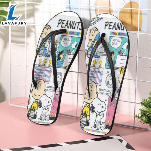 Peanut Snoopy And Friends White6 Gift For Fan Flip Flop Shoes