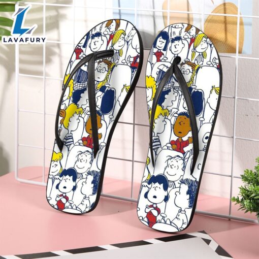 Peanut Snoopy And Friends White8 Gift For Fan Flip Flop Shoes