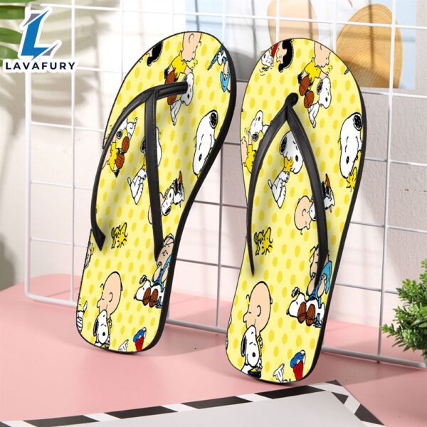 Peanut Snoopy And Friends Yellow Gift For Fan Flip Flop Shoes