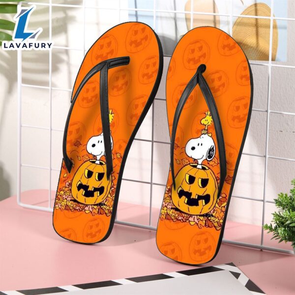 Peanut Snoopy Happy Halloween4 Gift For Fan Flip Flop Shoes