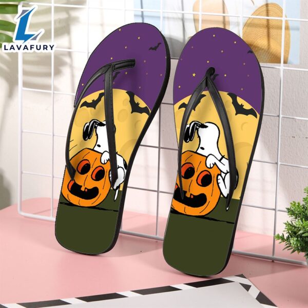 Peanut Snoopy Happy Halloween8 Gift For Fan Flip Flop Shoes
