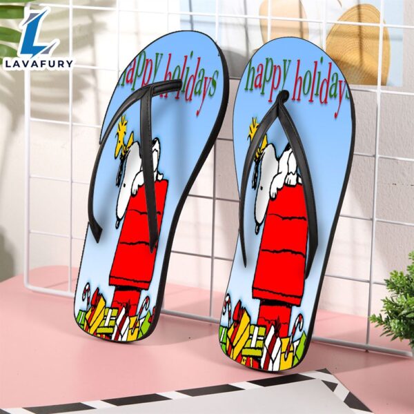 Peanut Snoopy Happy Holidays Gift For Fan Flip Flop Shoes