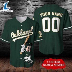 Personalized Oakland Athletics Mickey Mouse Baseball Jersey