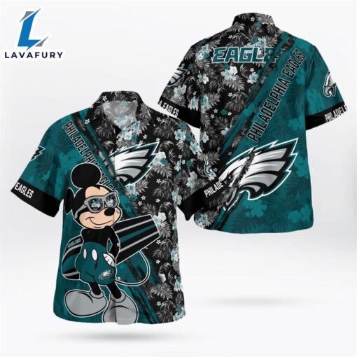 Philadelphia Eagles Mickey Mouse Floral Short Sleeve Hawaii Shirt