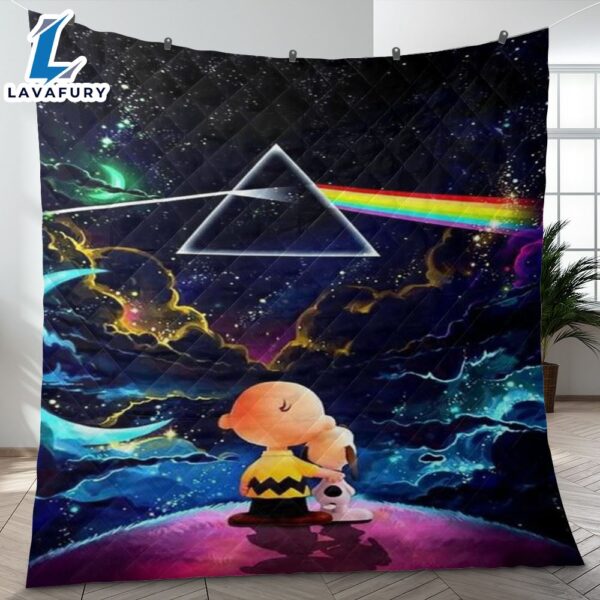 Pink Floyd Band Logo Fan Gift, Snoopy And Charlie Brown Pink Floyd Logo Blanket Mother Day Gift