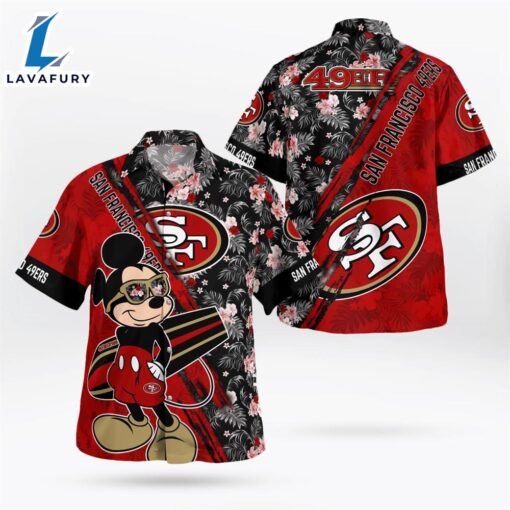 San Francisco 49ers Mickey Mouse Floral Short Sleeve Hawaii Shirt