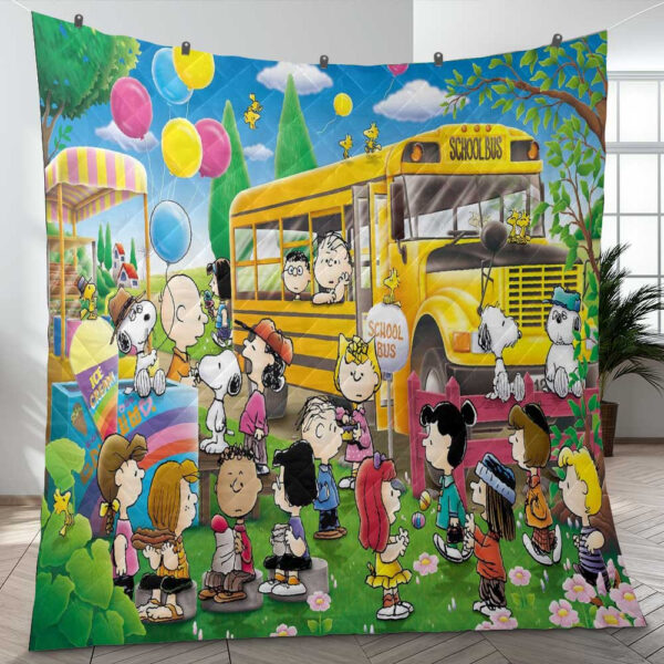 Snoopy’s Beagle School Bus The Peanuts Cartoon Gift Lover Blanket,Snoopy The Peanuts Blanket Mother Day Gift