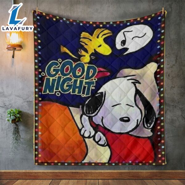 Snoopy And Woodstock Peanuts Blanket, Snoopy Quote Good Night Blanket Mother Day Gift