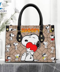Snoopy Brown Pattern Premium Leather…