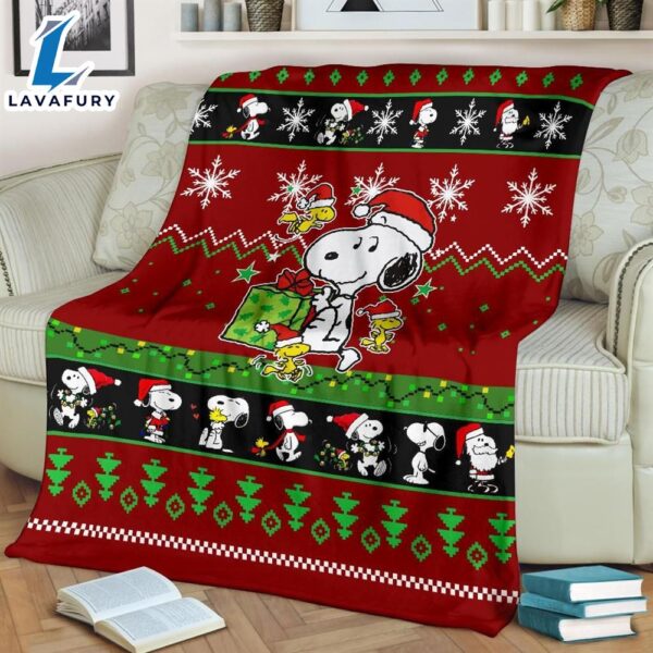 Snoopy Christmas Fleece Blanket Gift For Fan, Premium Comfy Sofa Throw Blanket Gift Mother Day Gift