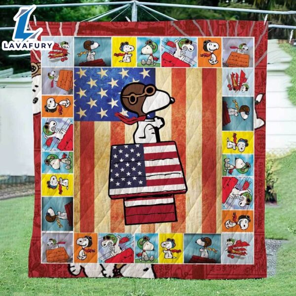 Snoopy Flying Usa The Peanuts Cartoon 1k97 Gift Lover Blanket Mother Day Gift