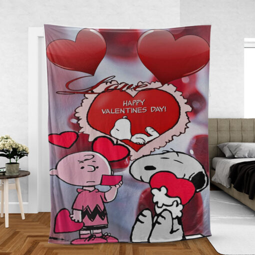 Snoopy The Peanuts Fan Gift, Happy Valentine’s Day Gift, Snoopy And Charlie Brown Love Comfy Sofa Throw Blanket Gift Mother Day Gift