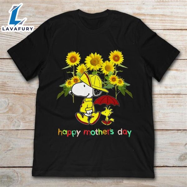 Snoopy Charlie Brown Sunflower Happy Mothers Day T-Shirt