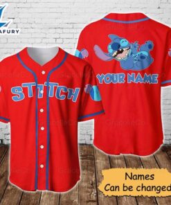 Stitch Baseball Shirt Red Disney…