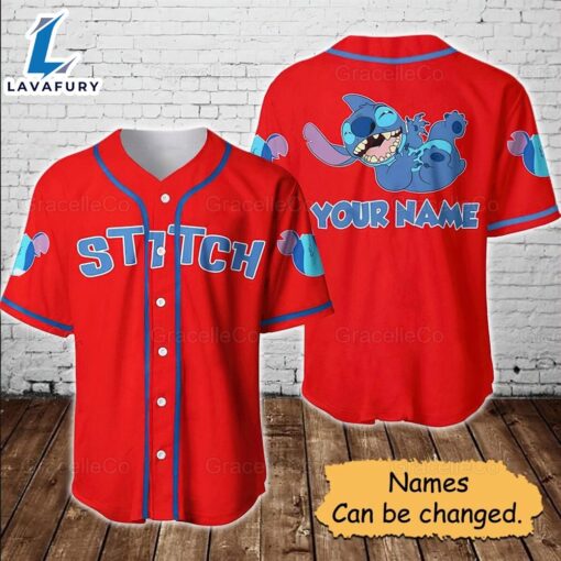 Stitch Baseball Shirt Red Disney Stitch Baseball Jersey