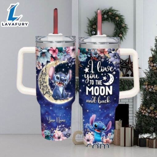 Stitch Customized 40 Oz Tumbler I Love You To The Moon and Back