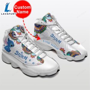 Stitch Hippie Personalized Name Air JD13 Sneakers Custom Shoes
