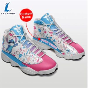 Stitch Nurse Personalized Name Air JD13 Sneakers Custom Shoes