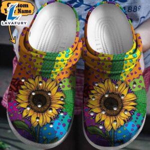 Sunflower Hippie Colorful Crocs Clog…