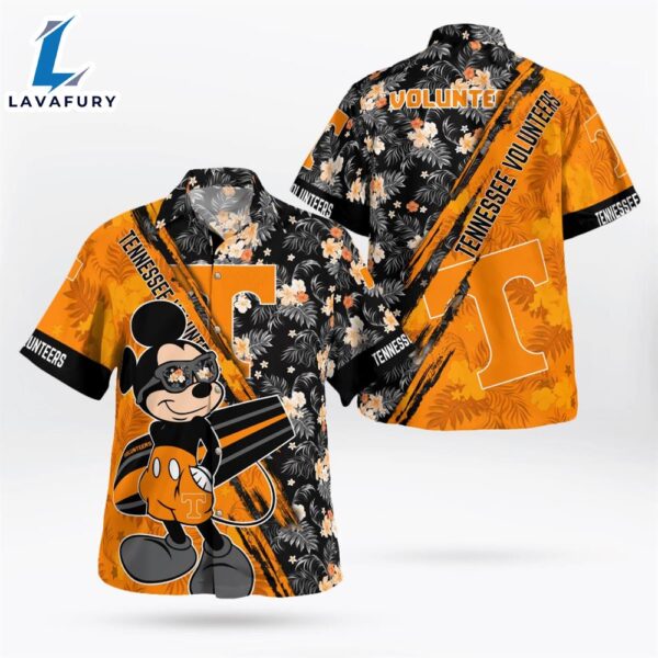 Tennessee Volunteers Mickey Mouse Floral Short Sleeve Hawaii Shirt