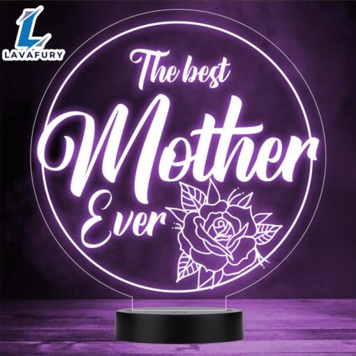 The Best Mother Ever Round Mother’s Day Personalised Gift Colour Night Light