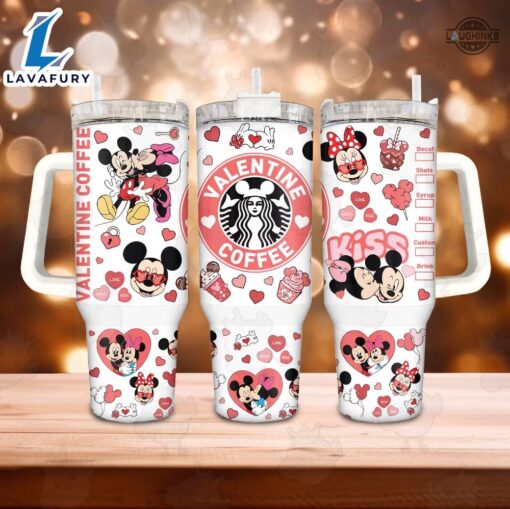 Valentine Mickey And Minnie Starbucks Tumbler 40oz Magic World Disneyland Stainless Steel Cup Valentines Day Gift For Coffee Lovers Couple