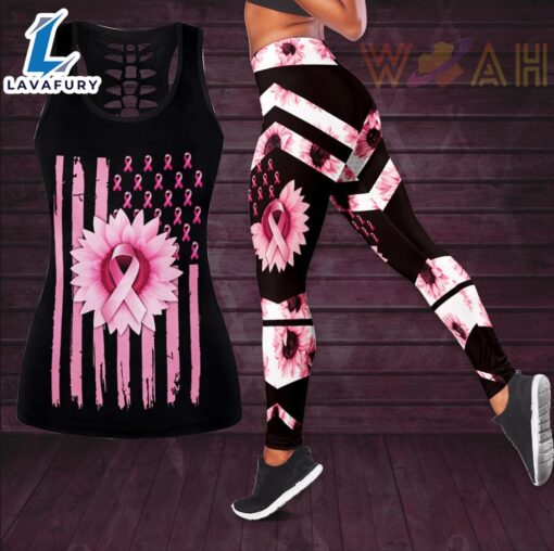 Breast Cancer Awareness 3D Hollow Tank Top &amp Leggings BCAS006