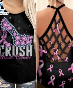 Breast Cancer Awareness Criss-Cross Tank Top Diamond High Heel