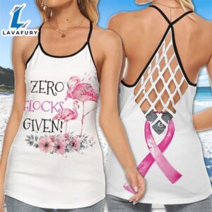 Breast Cancer Awareness Criss-Cross Tank Top Pink Flamingo Zero Flocks Given