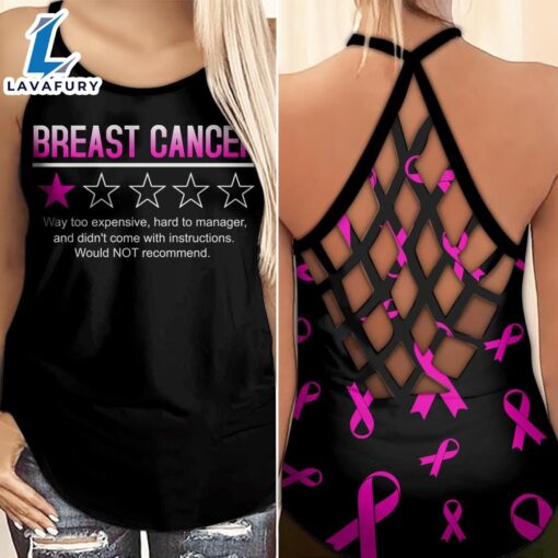 Breast Cancer Awareness Criss-Cross Tank Top Pink Ribbon Breast Cancer Bad Rating One Star