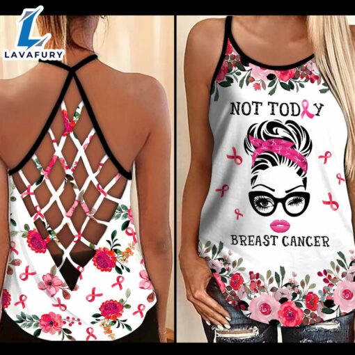 Breast Cancer Awareness Criss-Cross Tank Top Pink Ribbon Not Today