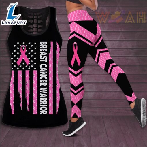 Breast Cancer Warrior Hollow Tank Top &amp Leggings