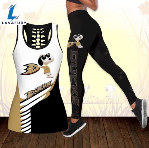 Combo Anaheim Ducks Snoopy Hollow Tanktop Leggings Set