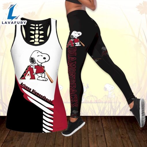 Combo Arizona Diamondbacks Snoopy Hollow Tanktop Leggings Set