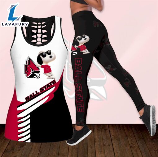 Combo Ball State Cardinals Snoopy Hollow Tanktop Leggings Set