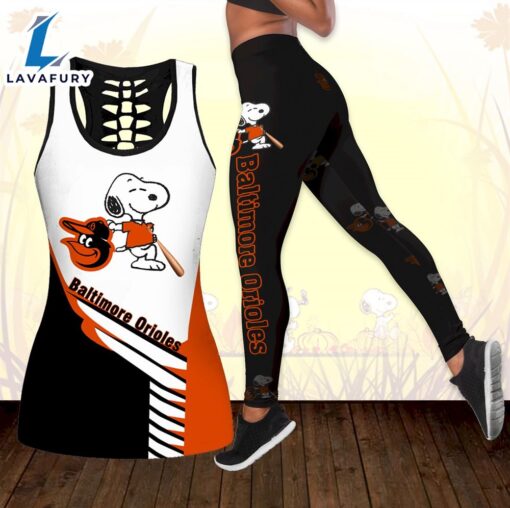 Combo Baltimore Orioles Snoopy Hollow Tanktop Leggings Set